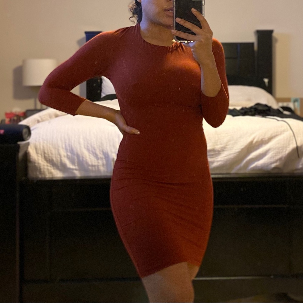 Burnt orange mini dress
